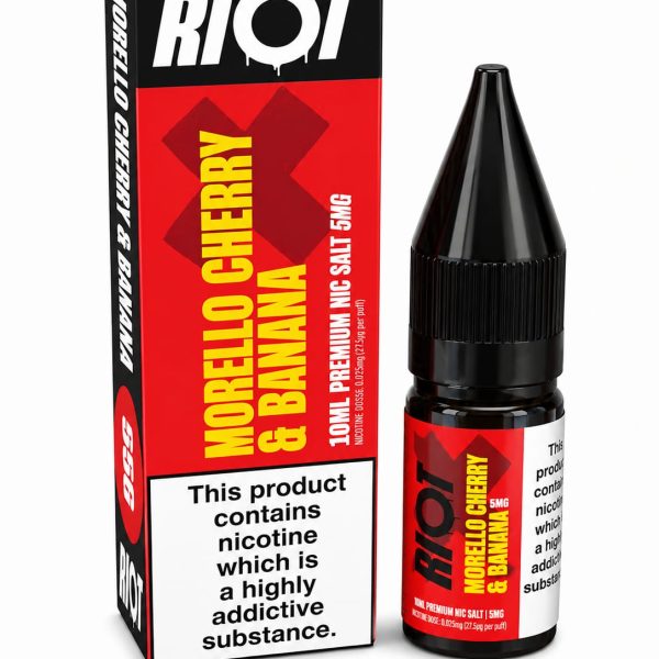 Nic Salt E-Liquid by Riot 10ml - 5mg - Morello Cherry and Banana