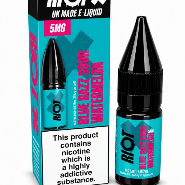 Nic Salt E-Liquid by Riot 10ml - 5mg Blue Razz Sour Watermelon
