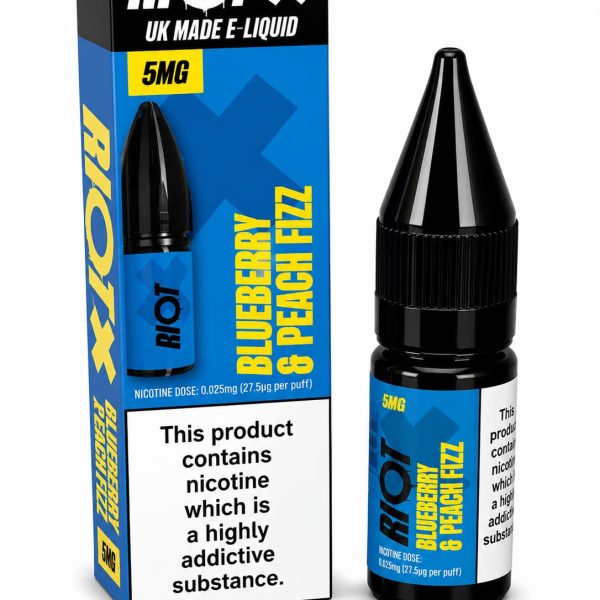 Nic Salt E-Liquid by Riot 10ml - 5mg Blueberry and Peach Fizz